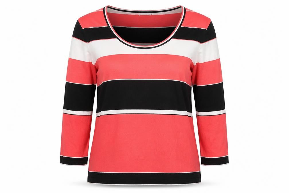 Precis Womens Multicoloured Striped Viscose Jersey Blouse Size L Round Neck