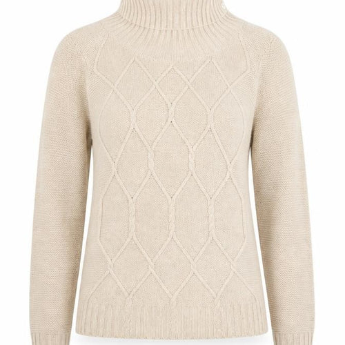 CC Womens Beige High Neck  Cotton Pullover Jumper Size S