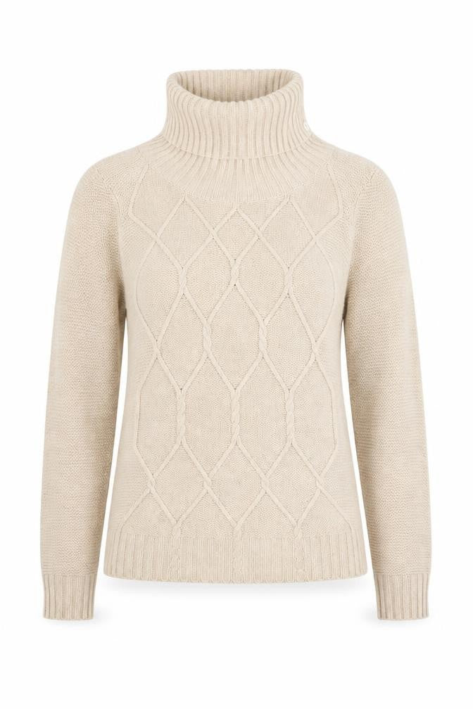 CC Womens Beige High Neck  Cotton Pullover Jumper Size S