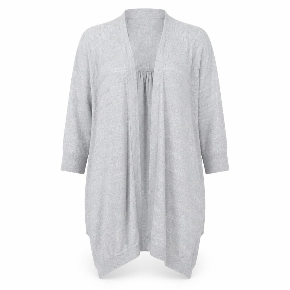 F&F Womens Grey Collared Striped Cotton Cardigan Jumper Size 12