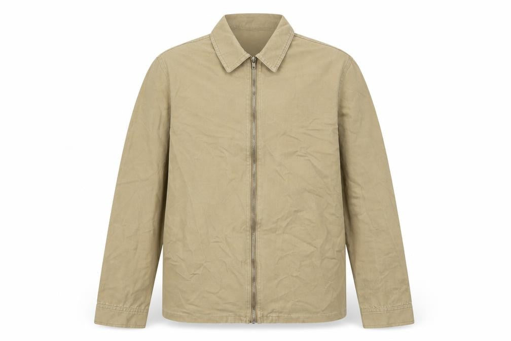 Front view of Boohoo men’s beige jacket, size XS
