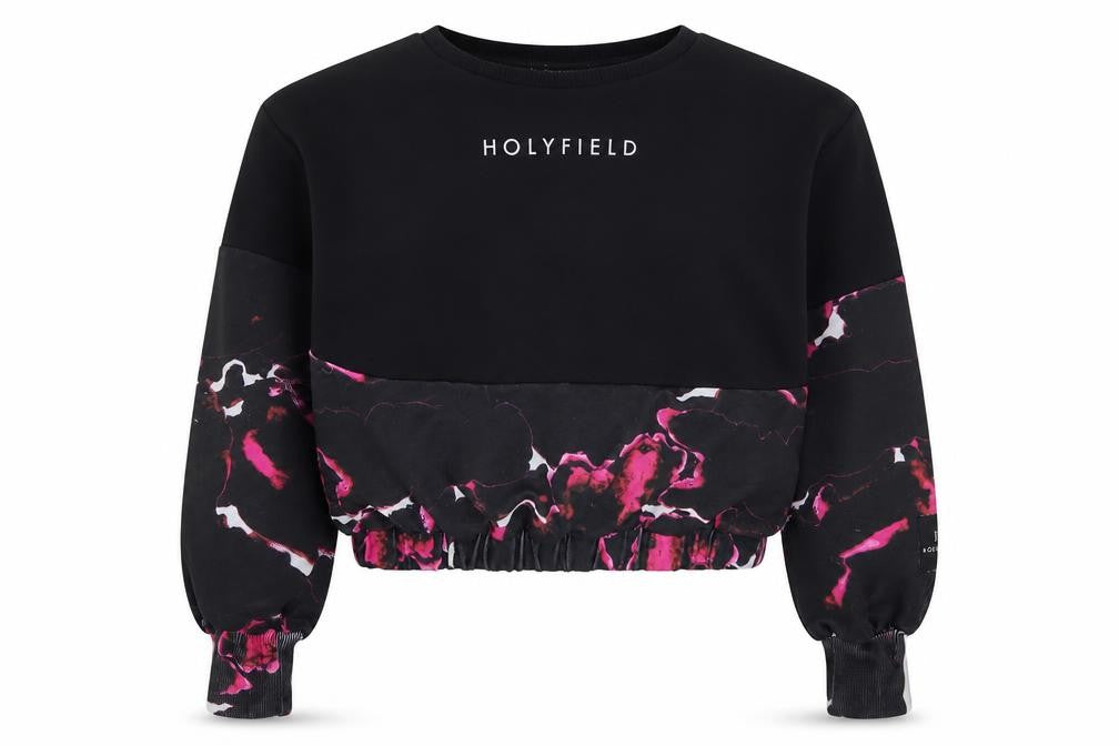 Front view of Holyfiled girls’ multicoloured geometric polyester pullover sweatshirt, size 8-9, years - cropped