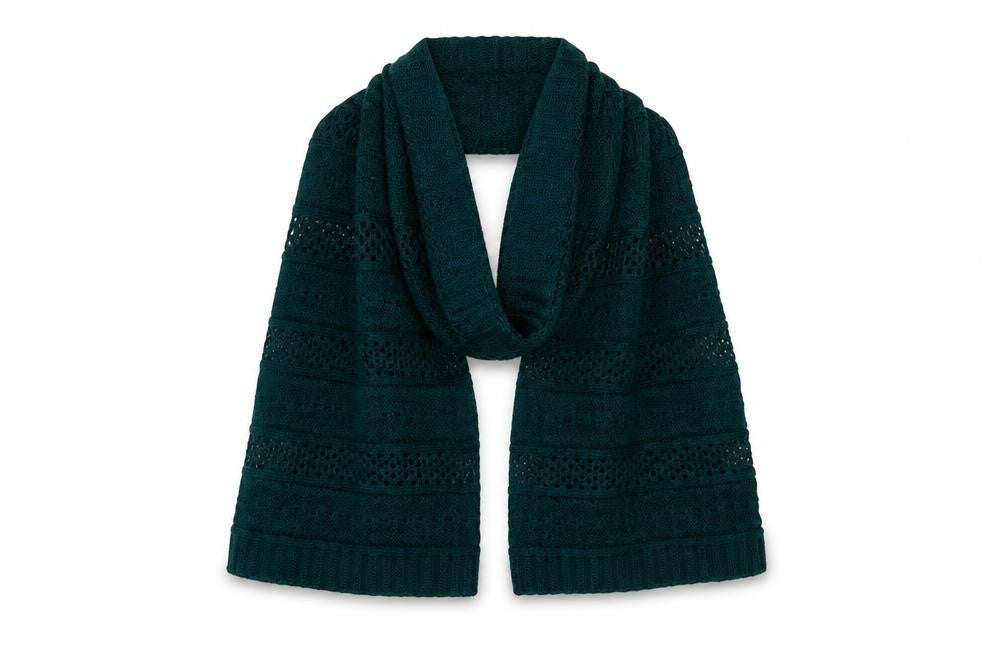 Front view of Luxe women’s green acrylic shawl/wrap
