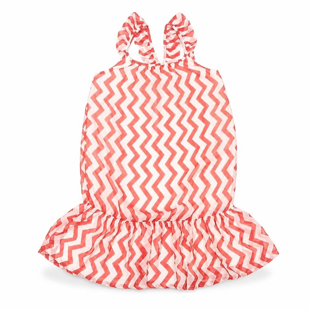 Front view of H&M girls’ red geometric 100% polyester mini, size 8, years round neck pullover