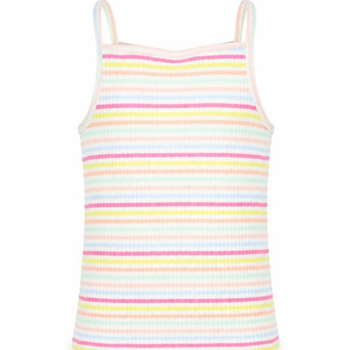 F&F Girls Multicoloured Striped Cotton Basic Tank Size 9-10 Years Square Neck Pullover