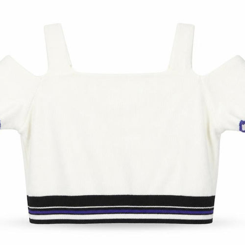 New Look Girls White Square Neck  Cotton Pullover Jumper Size 9 Years  Pullover - Cropped