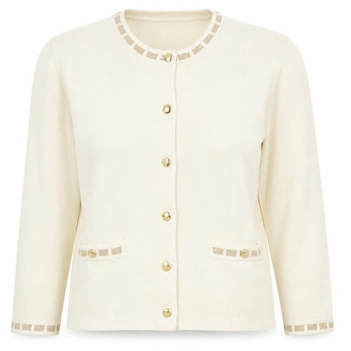 Poppy Style garments Womens Ivory Round Neck  Acrylic Cardigan Jumper Size M