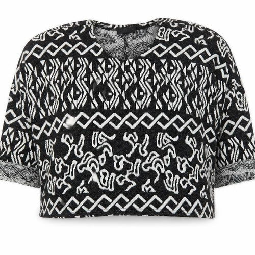 Topshop Womens Black Scoop Neck Geometric Acrylic Pullover Jumper Size 6