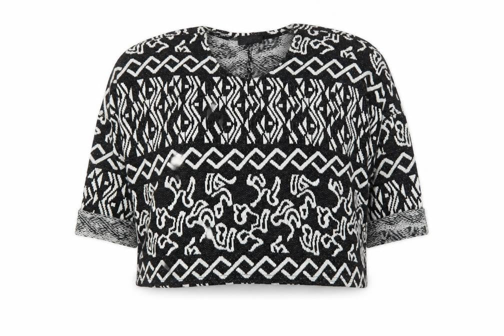 Topshop Womens Black Scoop Neck Geometric Acrylic Pullover Jumper Size 6