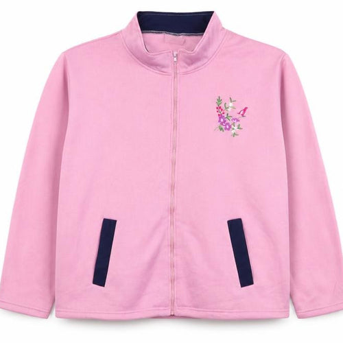 Anne De Lancay Womens Pink  Polyester Full Zip Sweatshirt Size 22  Zip - Flower