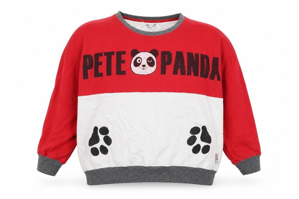 Front view of Primark women’s red cotton pullover sweatshirt, size UK 14, pullover - panda