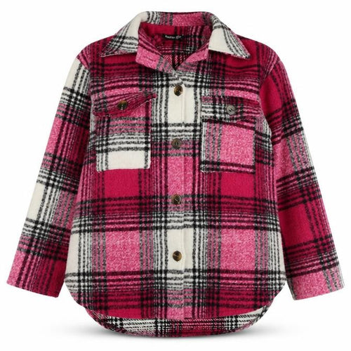 Boohoo Womens Pink Check  Overcoat Coat Size 8  Button