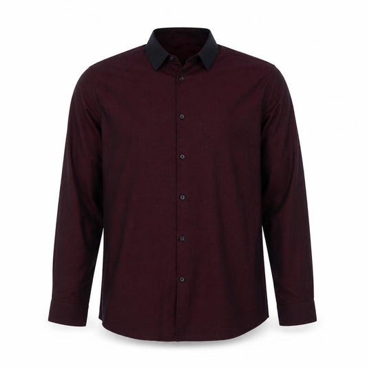 Front view of Primark men’s purple polyester button-up, size 16, collared button
