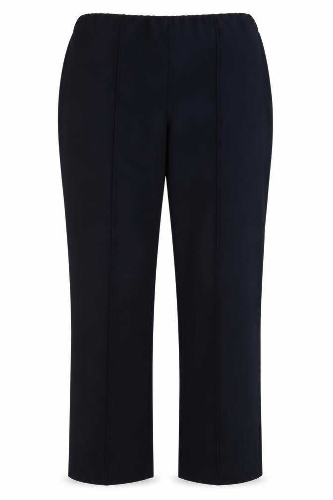 Front view of Vida Vi women’s blue polyester trousers, size UK 10, 29-inch leg regular