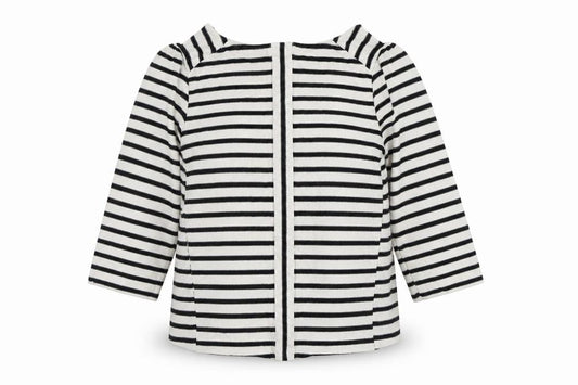 Front view of Pure women’s white striped polyester pullover sweatshirt, size UK 12, pullover