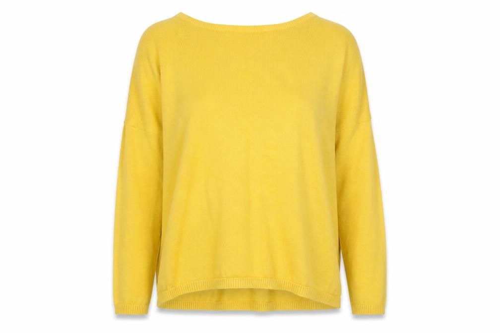 Lara Knit Womens Yellow Round Neck  Cotton Pullover Jumper Size S
