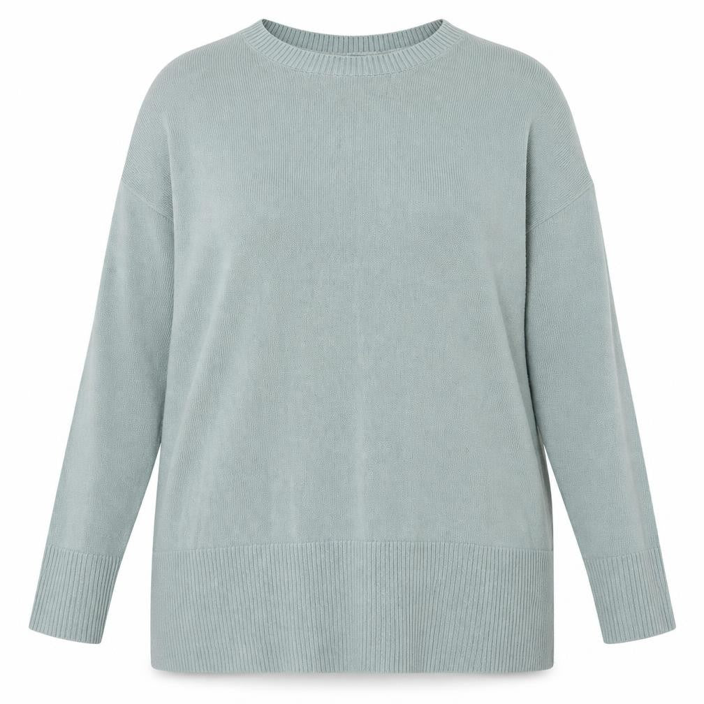 Front view of Matalan women’s green boat neck acrylic jumper, size UK 16