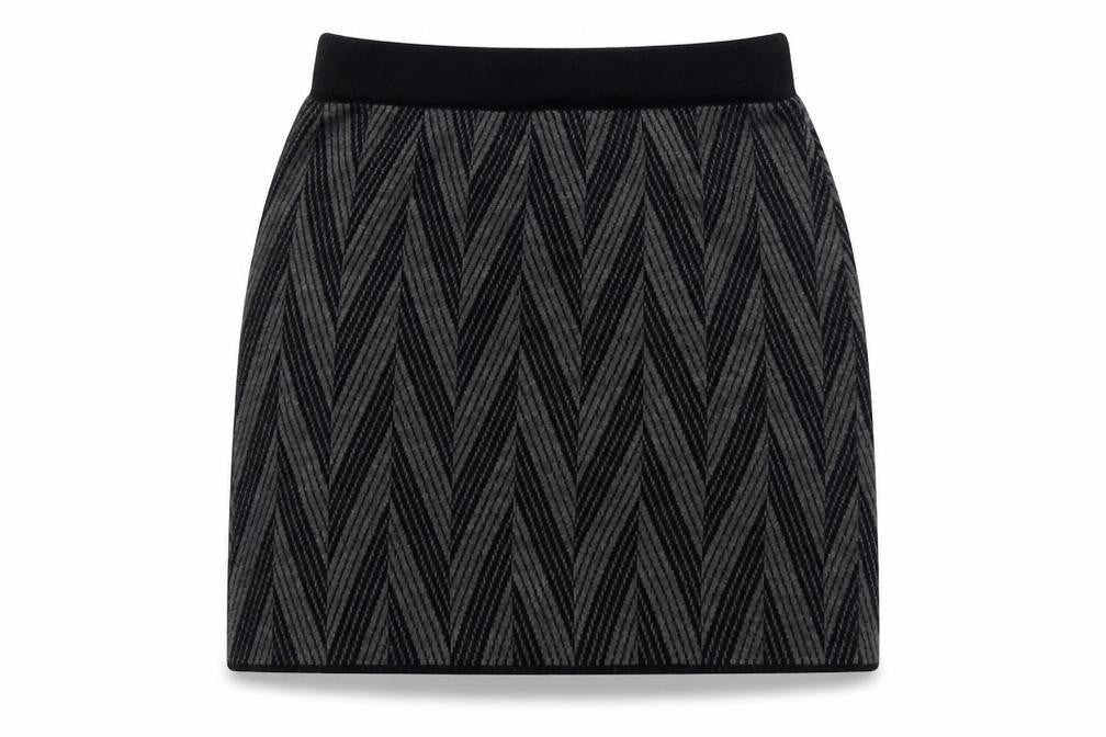 Kenar Womens Black Striped Acrylic A-Line Skirt Size L