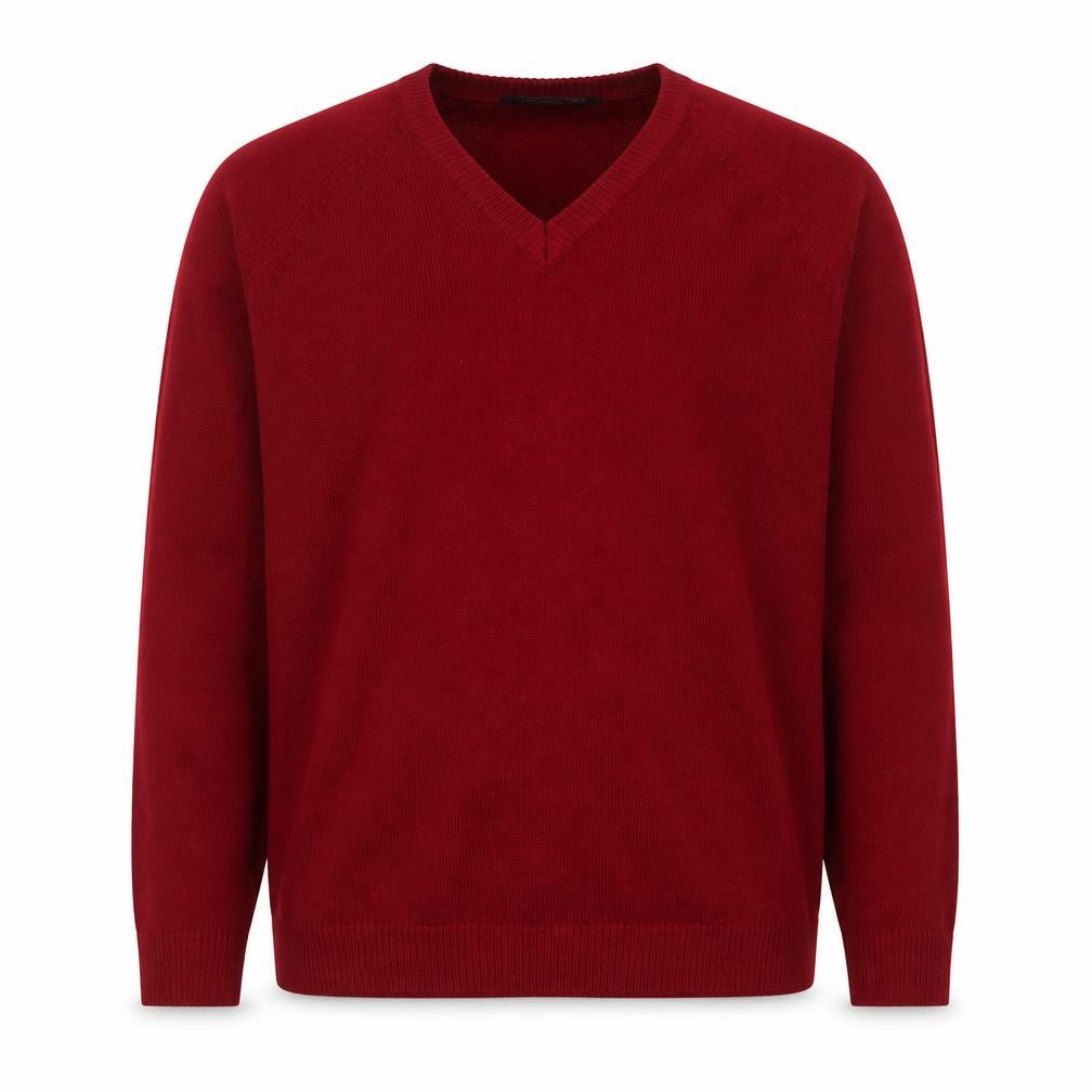 Southbay Mens Red V-Neck  Acrylic Pullover Jumper Size M
