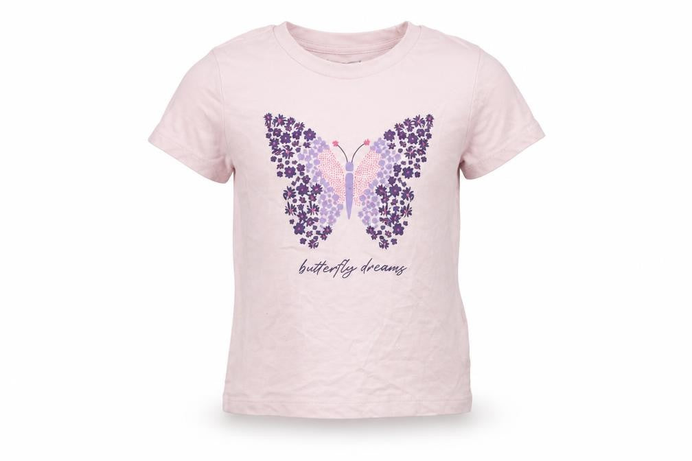 Very  Girls Purple  100% Cotton Basic T-Shirt Size 4-5 Years Round Neck  - Butterflies