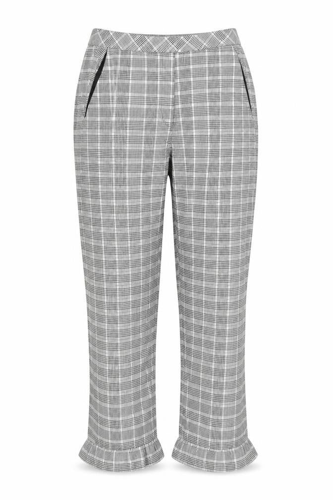 Topshop Womens Grey Plaid Cotton Trousers  Size 8 L20 in Regular