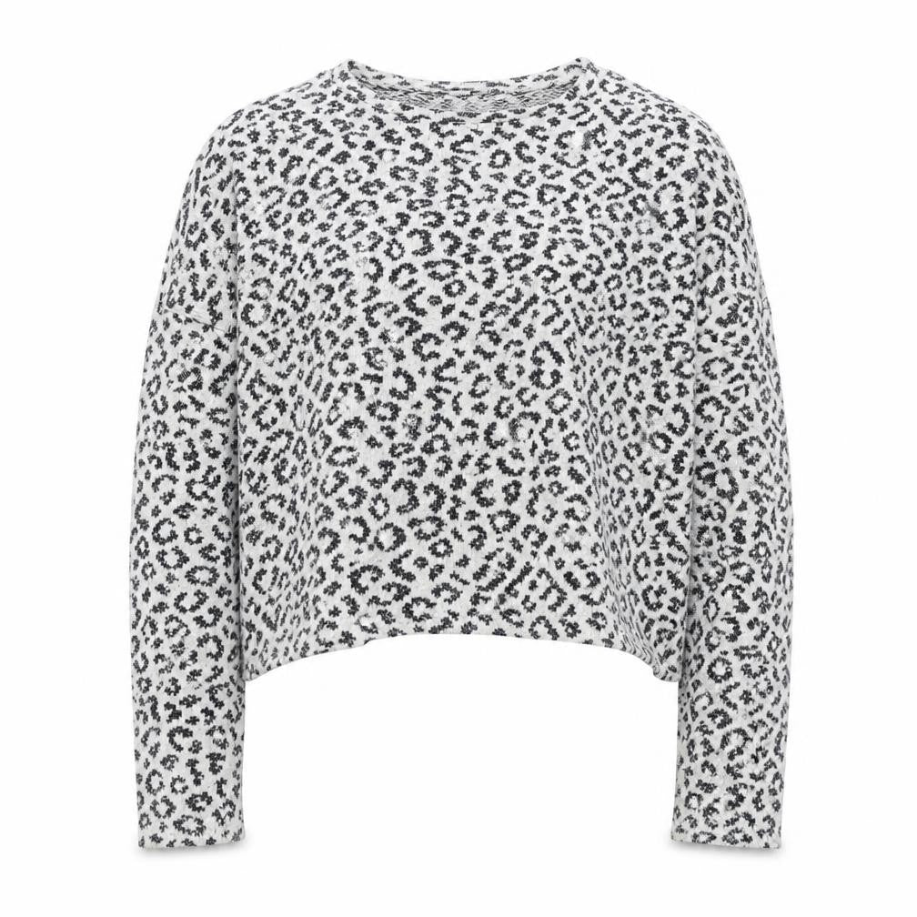 Front view of New Look women’s beige animal print polyester pullover sweatshirt, size M