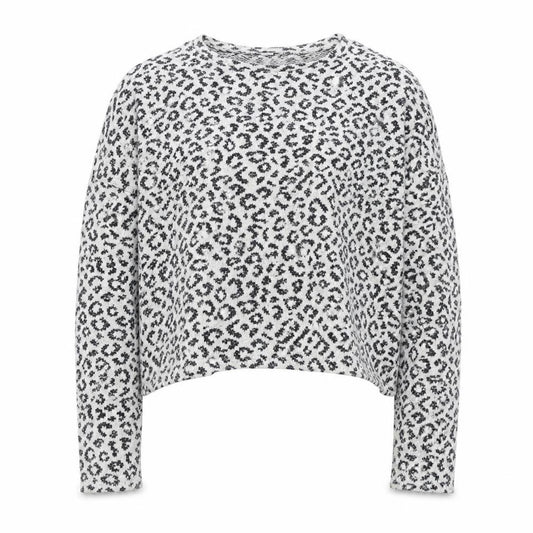 Front view of New Look women’s beige animal print polyester pullover sweatshirt, size M