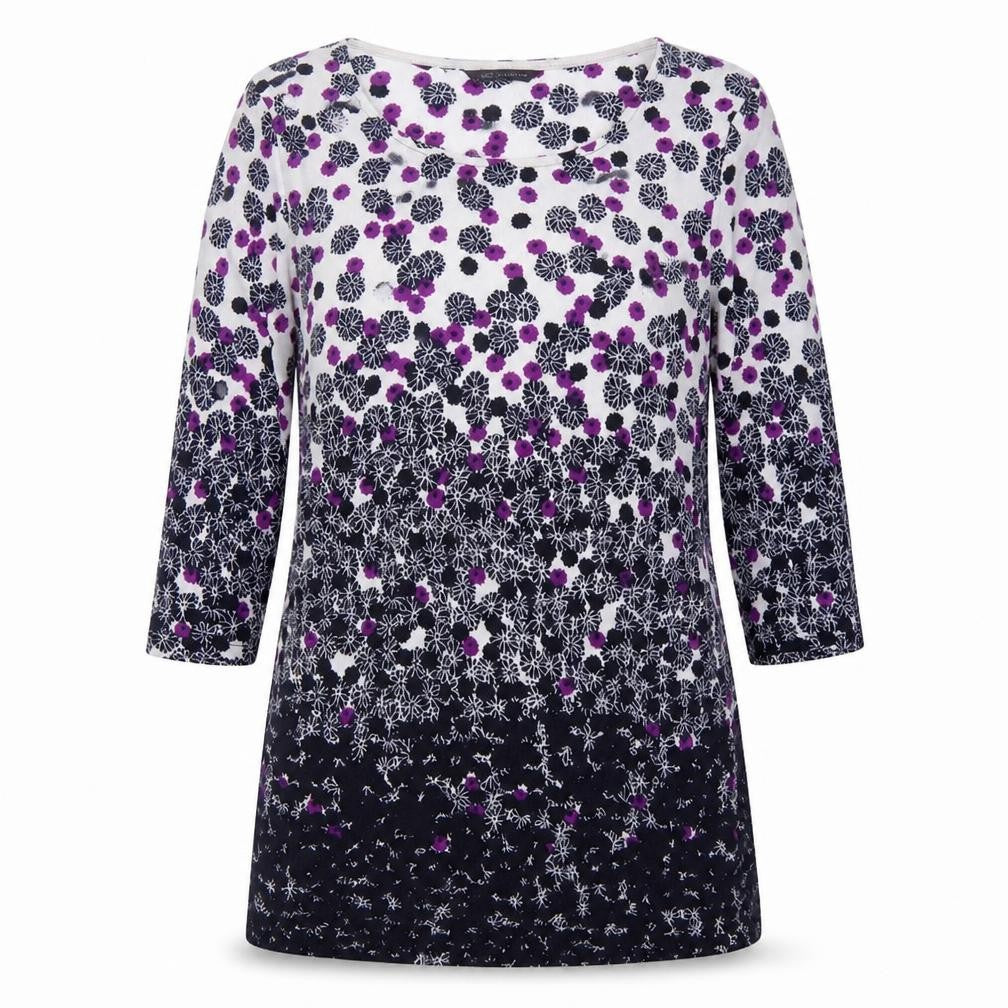 Marks and Spencer Womens Blue Round Neck Floral Polyester Pullover Jumper Size 14