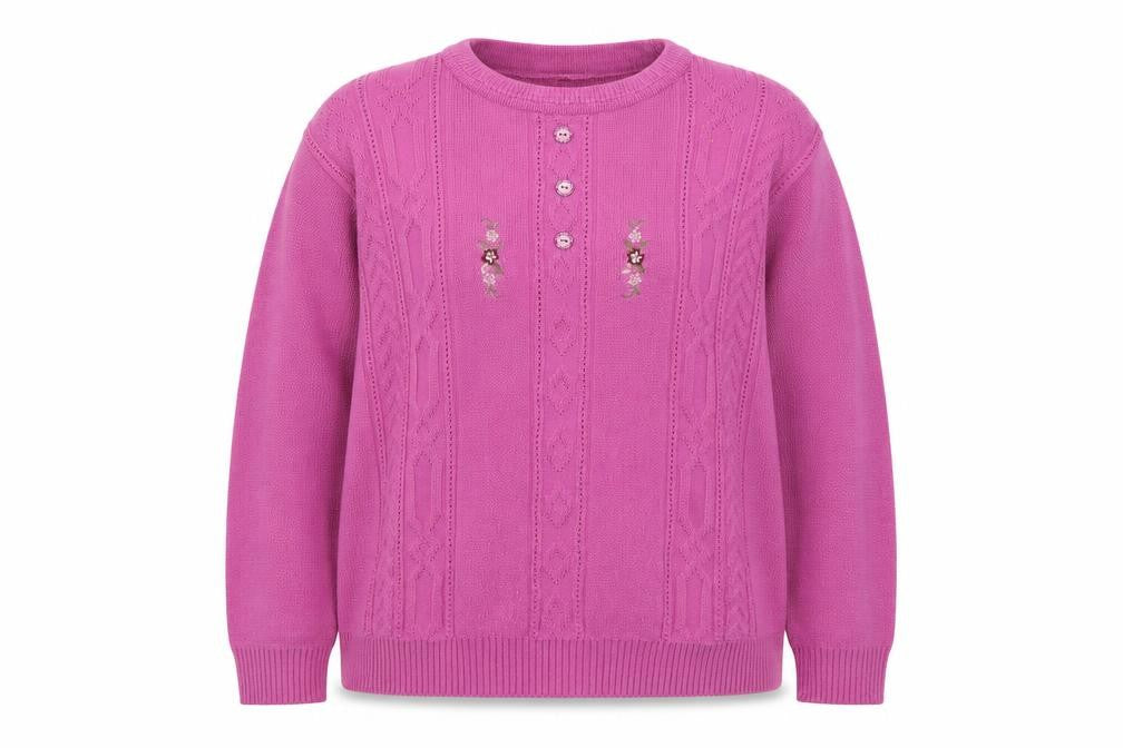 Merry Gold Womens Pink Crew Neck  Acrylic Pullover Jumper Size S   - Flowers