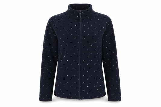 Front view of Tu women’s blue polka dot jacket, size UK 8, zip