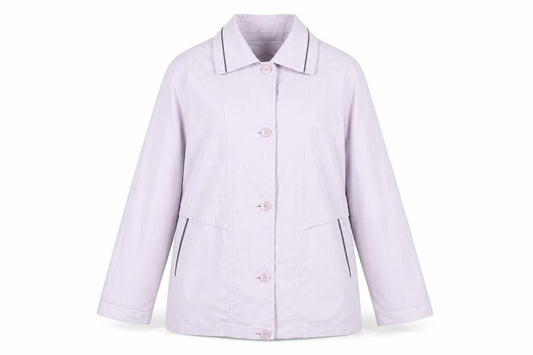 Front view of Debenhams women’s purple jacket coat, size UK 16, button