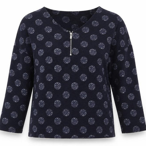 Bonmarché Womens Blue Polka Dot Polyester Jersey T-Shirt Size 12 Round Neck