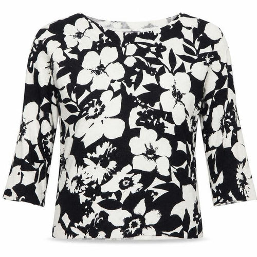 Marks and Spencer Womens Black Round Neck Floral Viscose Pullover Jumper Size 8