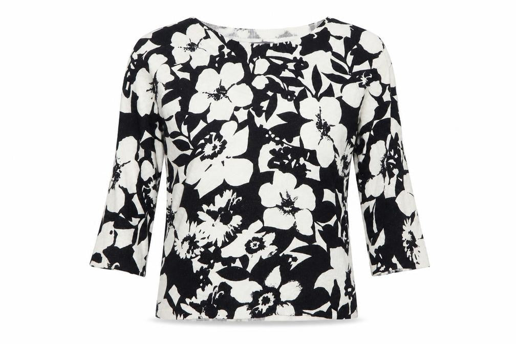 Marks and Spencer Womens Black Round Neck Floral Viscose Pullover Jumper Size 8