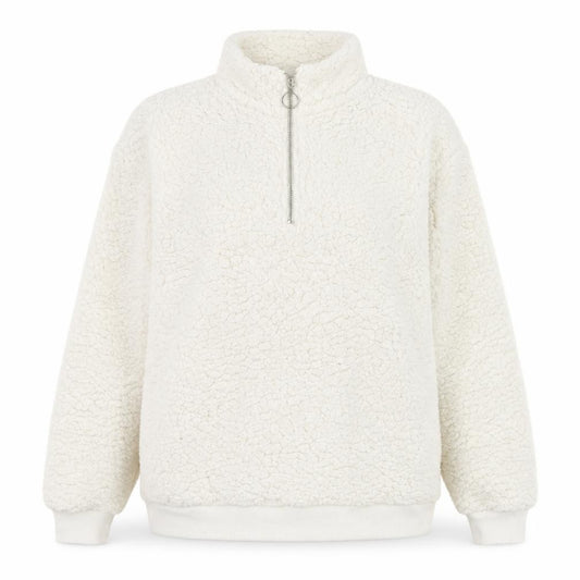Front view of Peacocks women’s white 100% polyester pullover sweatshirt, size UK 14, zip
