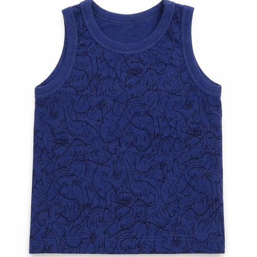 TU Boys Blue  100% Cotton Vest Sweatshirt Size 3-4 Years  Pullover - Dinasours