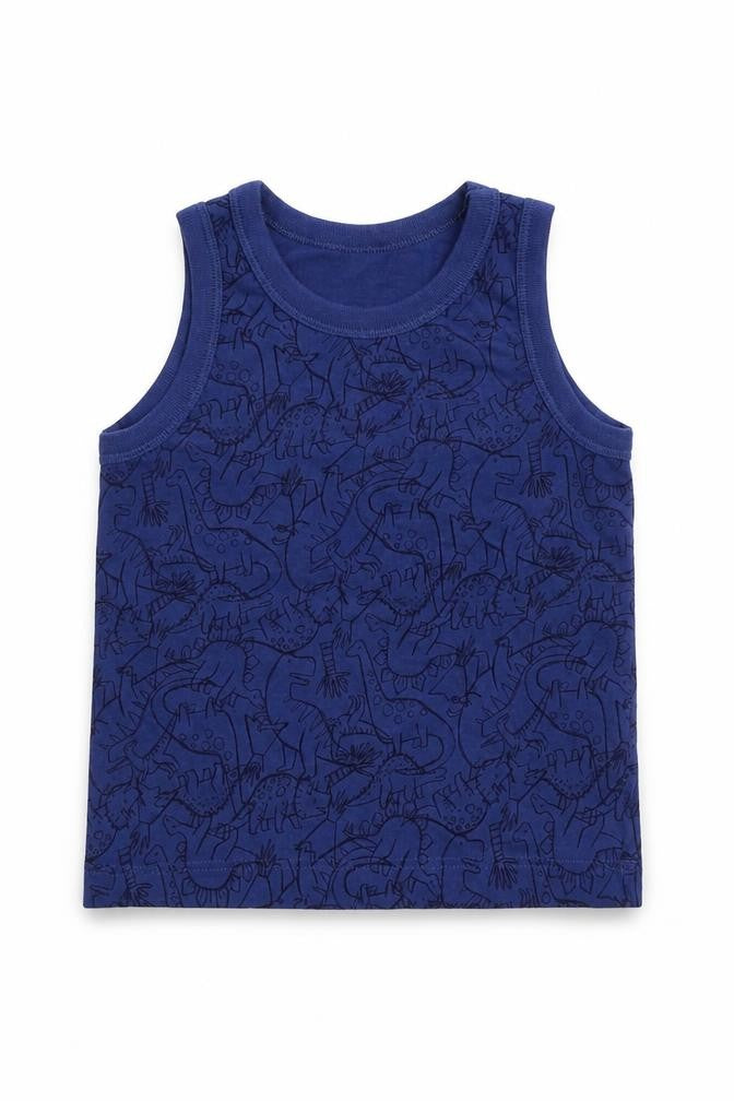 TU Boys Blue  100% Cotton Vest Sweatshirt Size 3-4 Years  Pullover - Dinasours