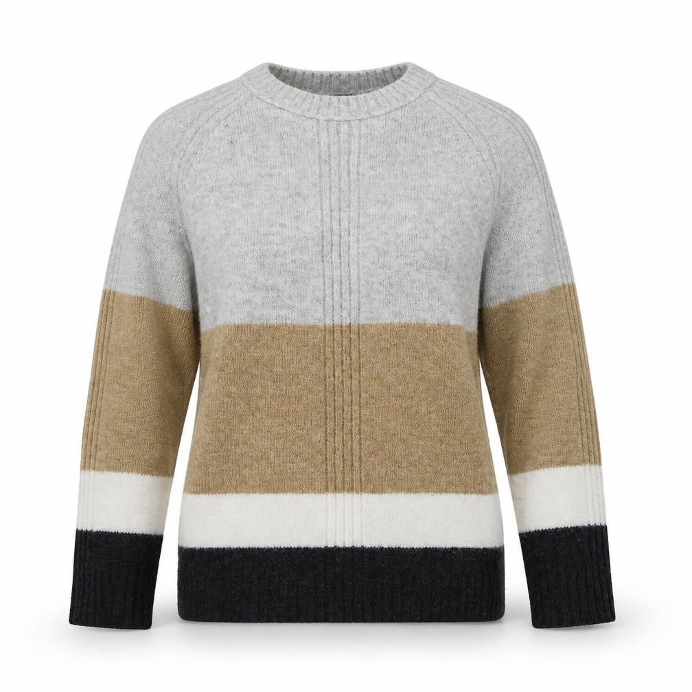 Marks and Spencer Womens Grey Crew Neck  Acrylic Pullover Jumper Size S   - Colourblock