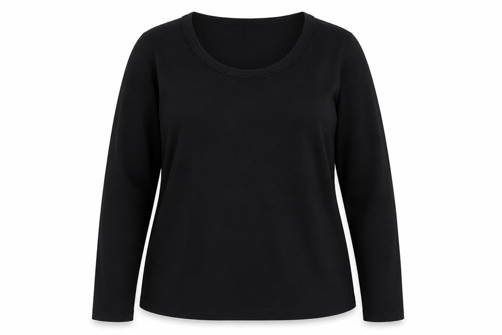 Front view of Marks & Spencer women’s black 100% polyester pullover sweatshirt, size UK 16, pullover