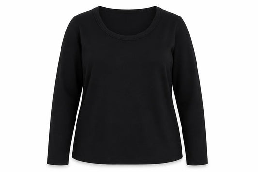 Front view of Marks & Spencer women’s black 100% polyester pullover sweatshirt, size UK 16, pullover