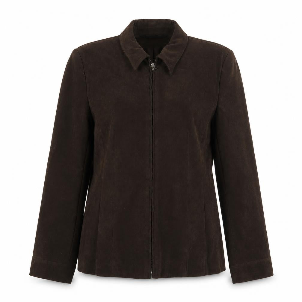 Front view of BHS women’s brown jacket blazer, size UK 14, zip