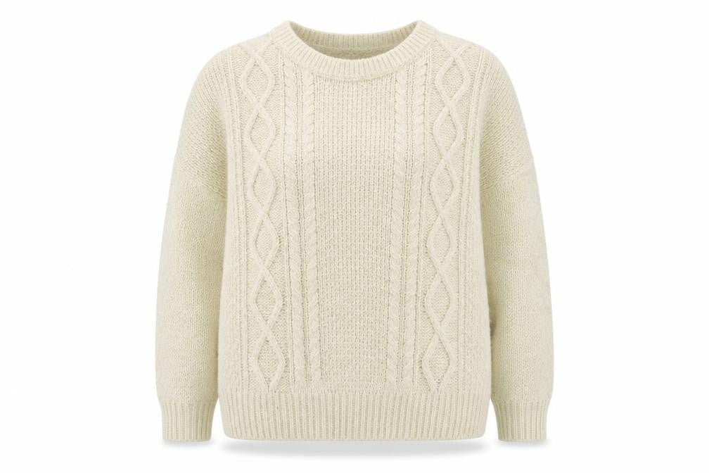 Amara Reya Womens Beige Round Neck  Acrylic Pullover Jumper Size 12