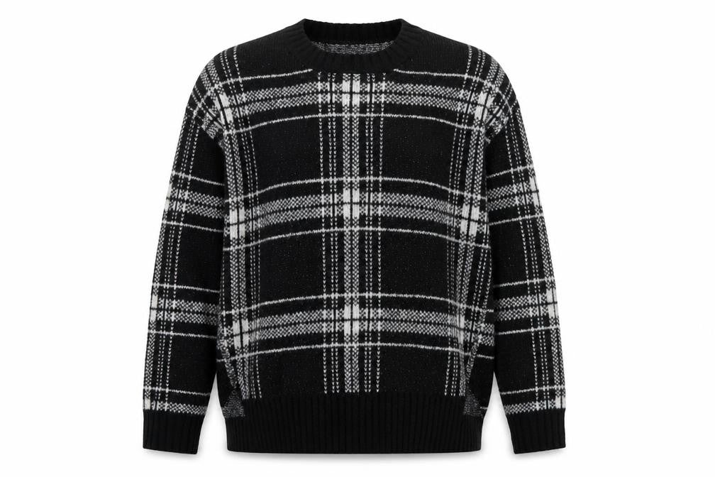 Marks and Spencer Womens Multicoloured Round Neck Plaid Acrylic Pullover Jumper Size M