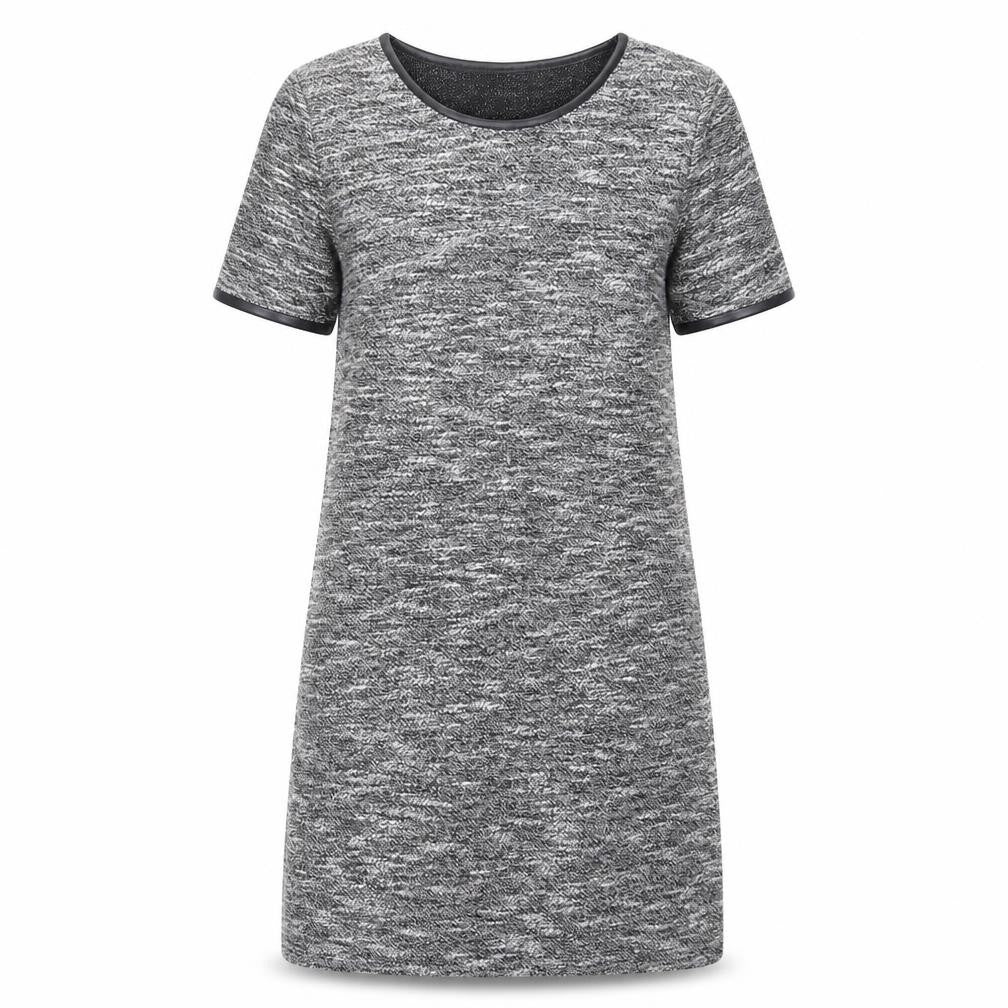 Front view of Quiz women’s grey polyester a-line, size UK 10, crew neck pullover