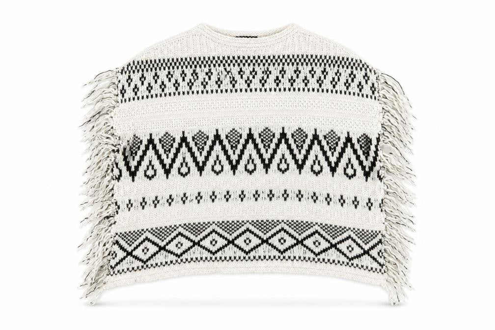 Front view of New Look women’s grey crew neck geometric acrylic jumper, size S