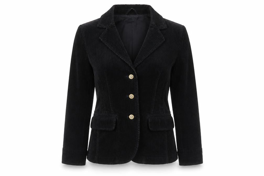 Front view of Marks & Spencer women’s black jacket blazer, size UK 8, button