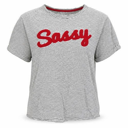 New Look Girls White Striped Cotton Basic T-Shirt Size M Round Neck Pullover - Sassy