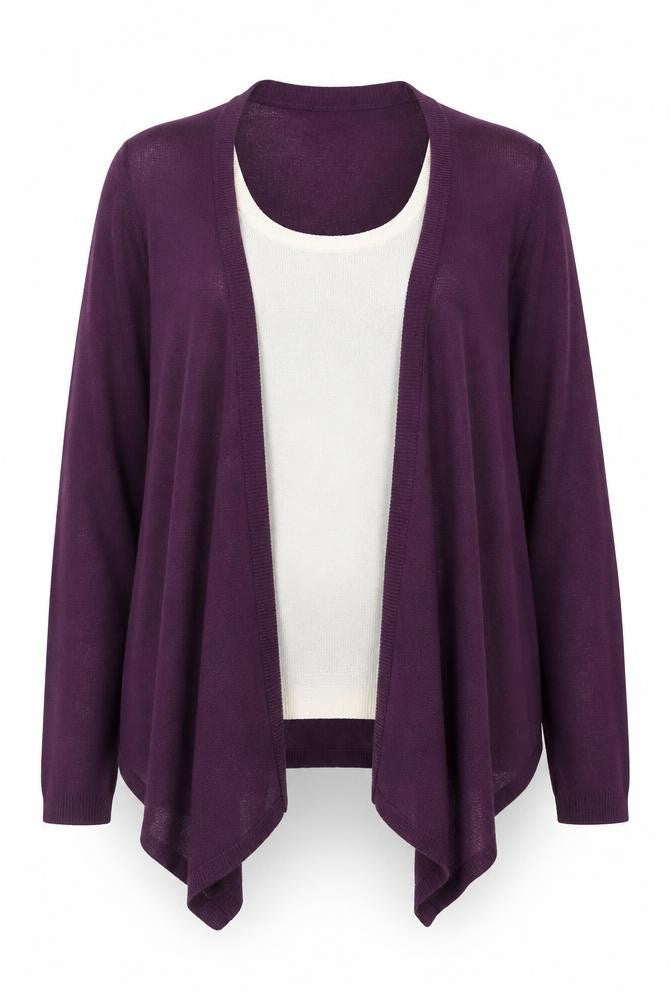 Front view of Wardrobe women’s purple round neck acrylic jumper, size UK 16