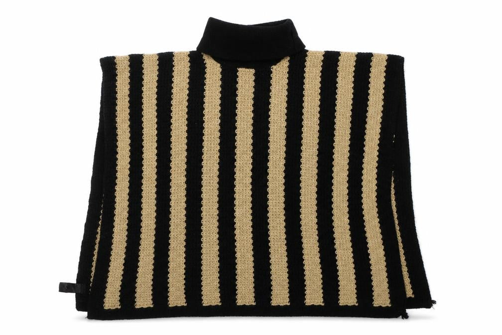 Pia Rossini Womens Black Roll Neck Striped Acrylic Cape Jumper One Size