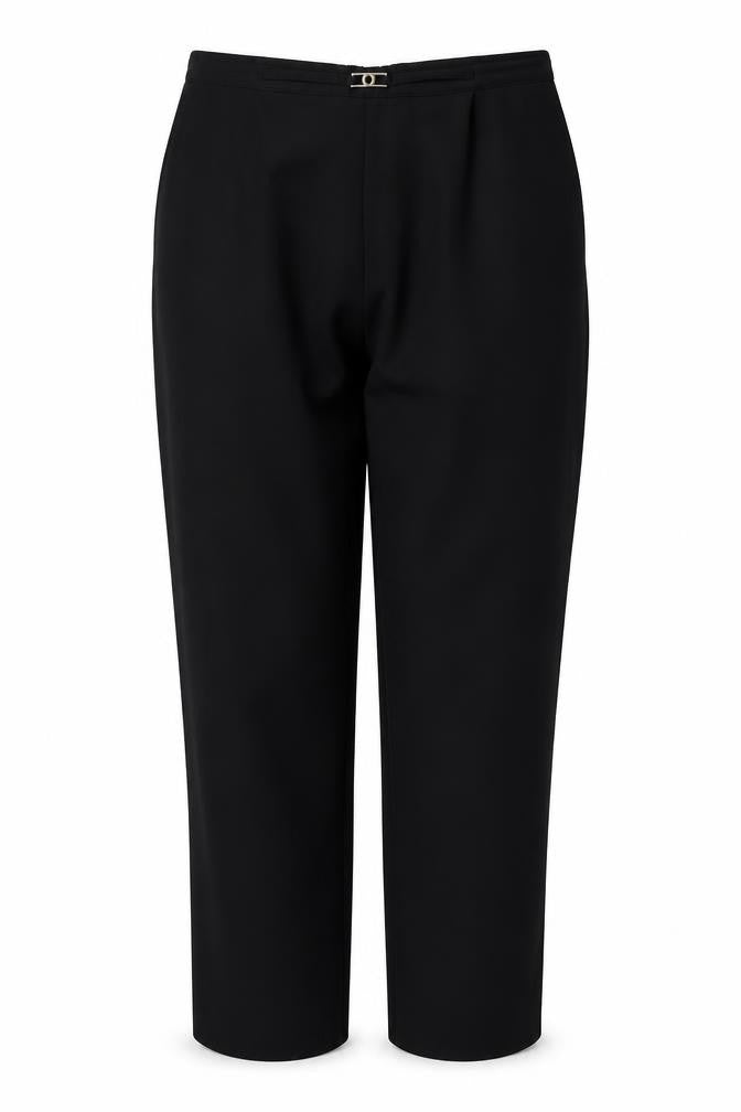 Front view of Classics women’s black polyester trousers, size UK 18, 30-inch leg regular